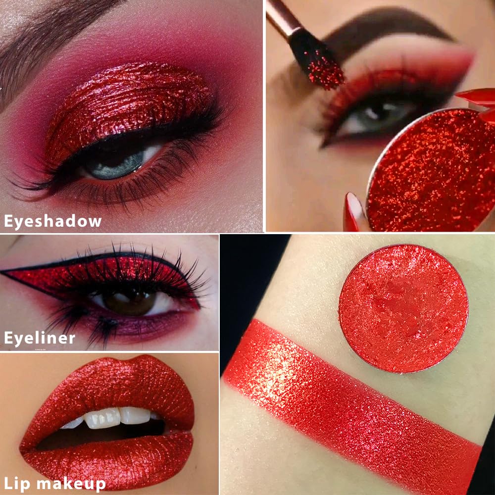 Afflano swatch on skin displaying bold one-swipe ruby shimmer and blendability