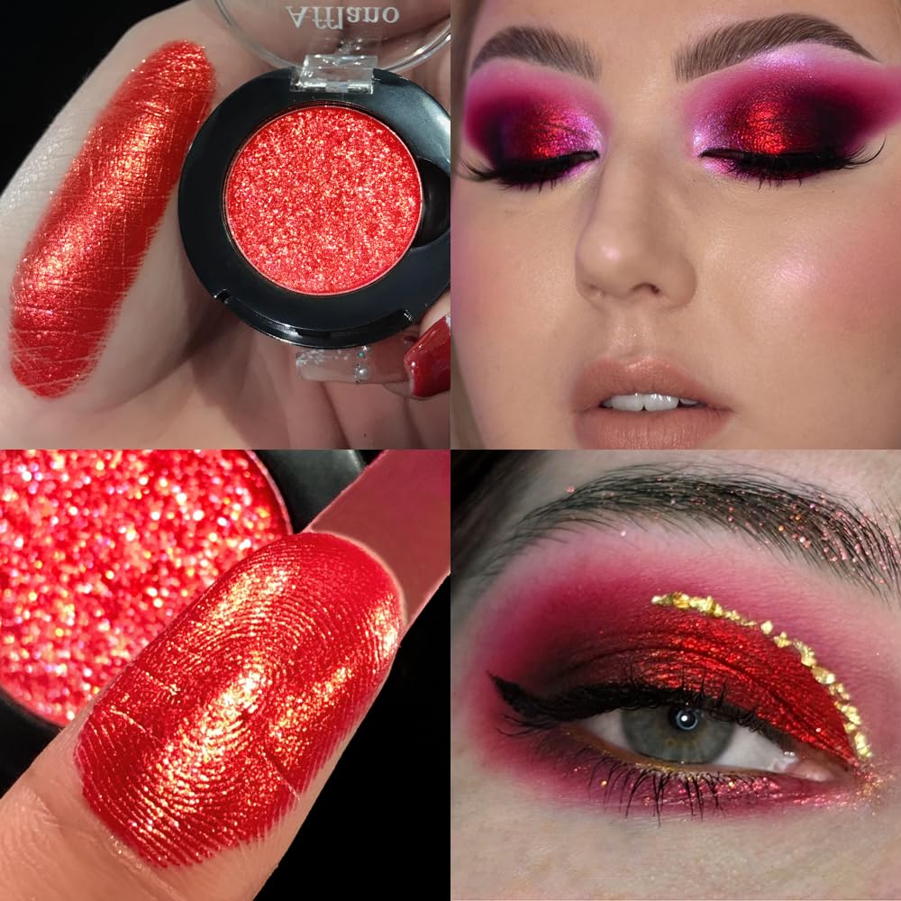 Afflano close-up texture of ruby metallic glitter highlighting smooth pigment payoff
