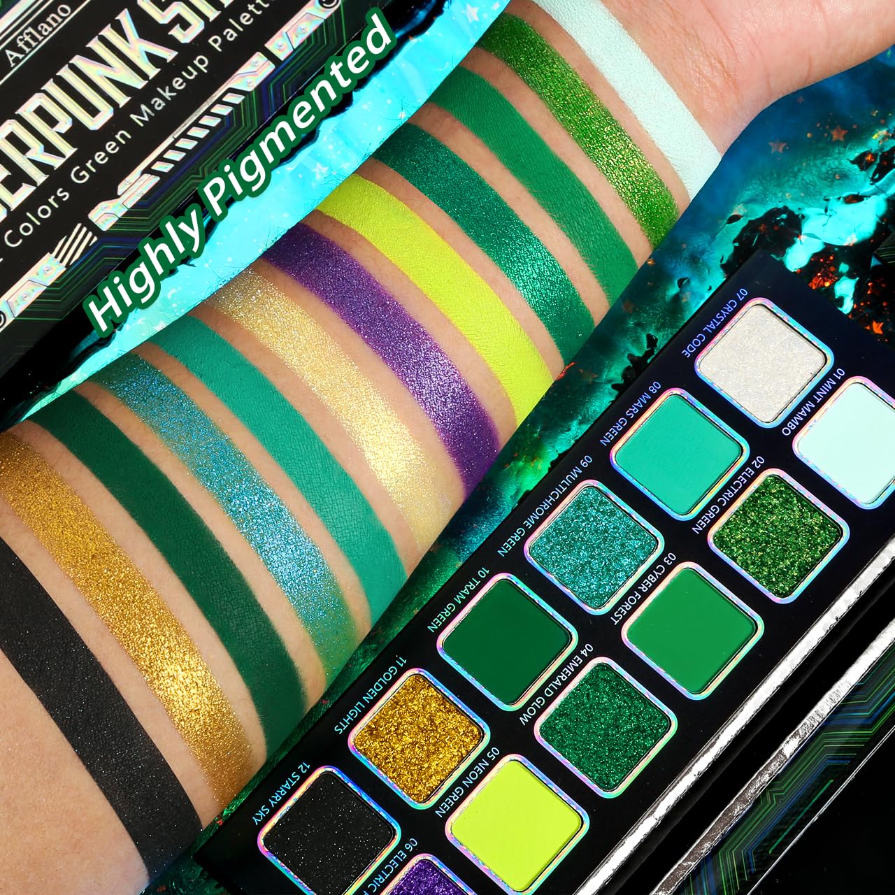 Afflano palette held in hand to show compact size and travel-friendly benefit