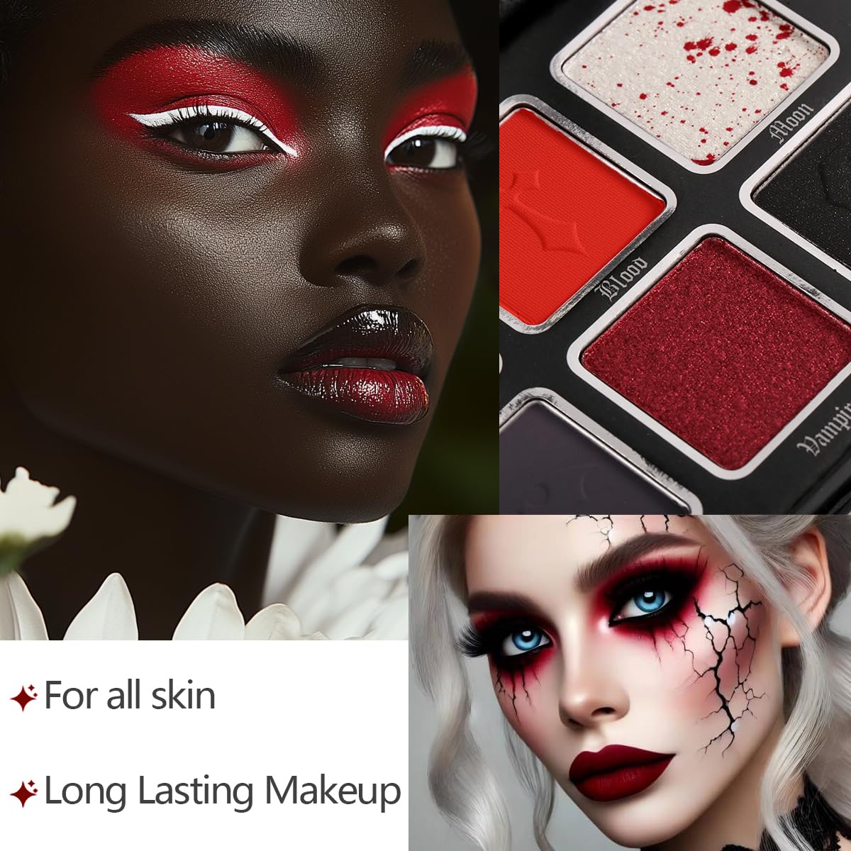 Afflano arm swatches of all six shades illustrating true-to-pan intensity for selection