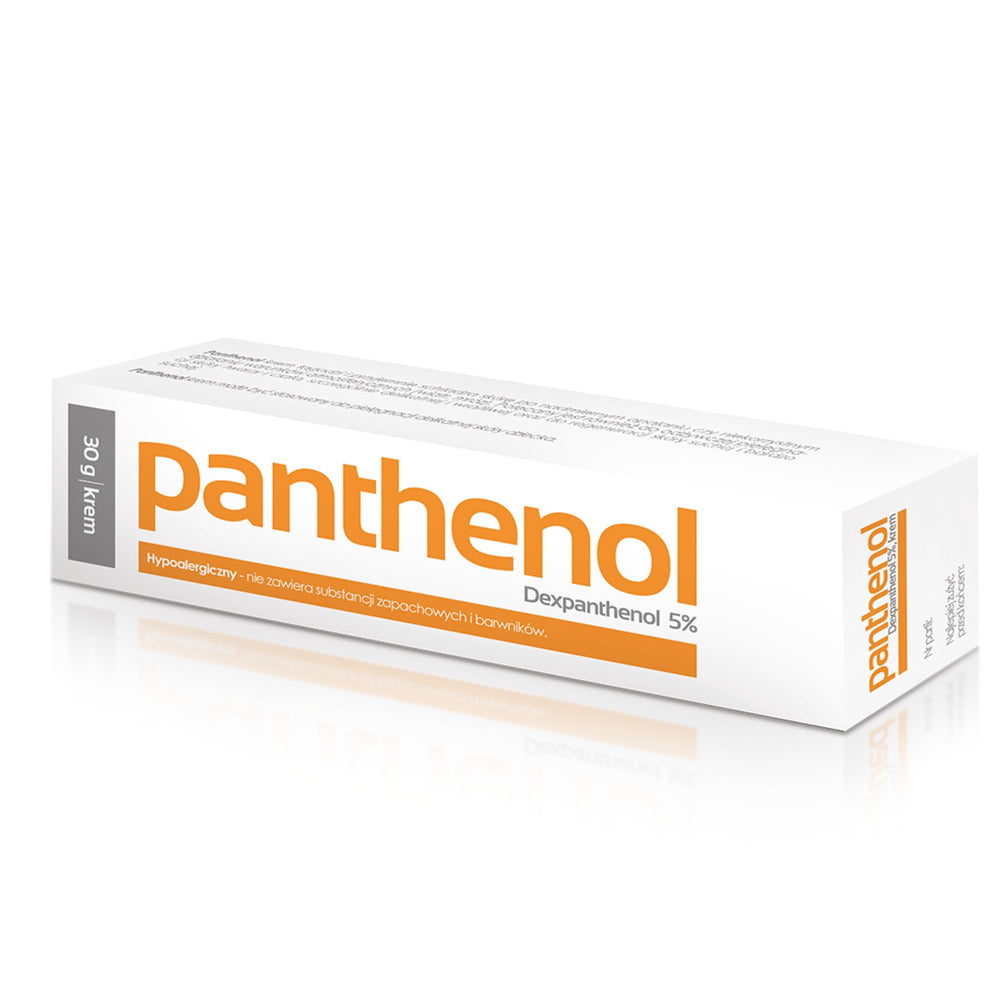 Aflofarm Panthenol Cream front packaging showing 30g tube and brand