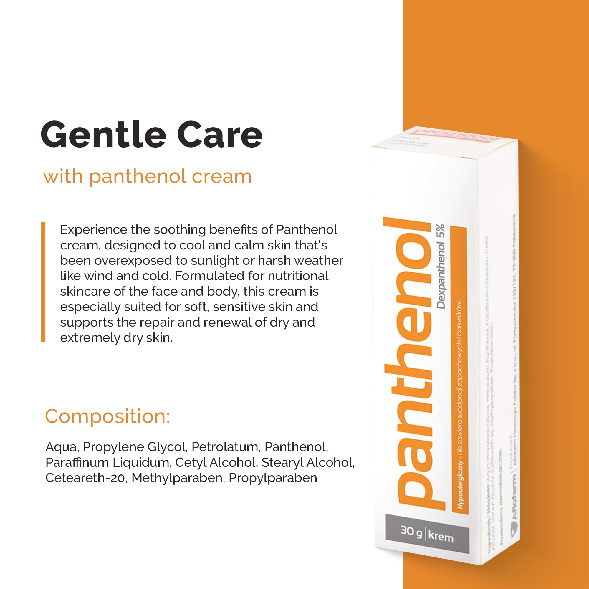 Aflofarm Panthenol Cream in a beach bag for post-sun soothing and relief