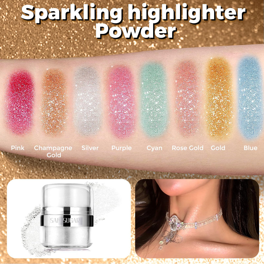 afmicat shimmer powder swatch showing fine texture and buildable glow