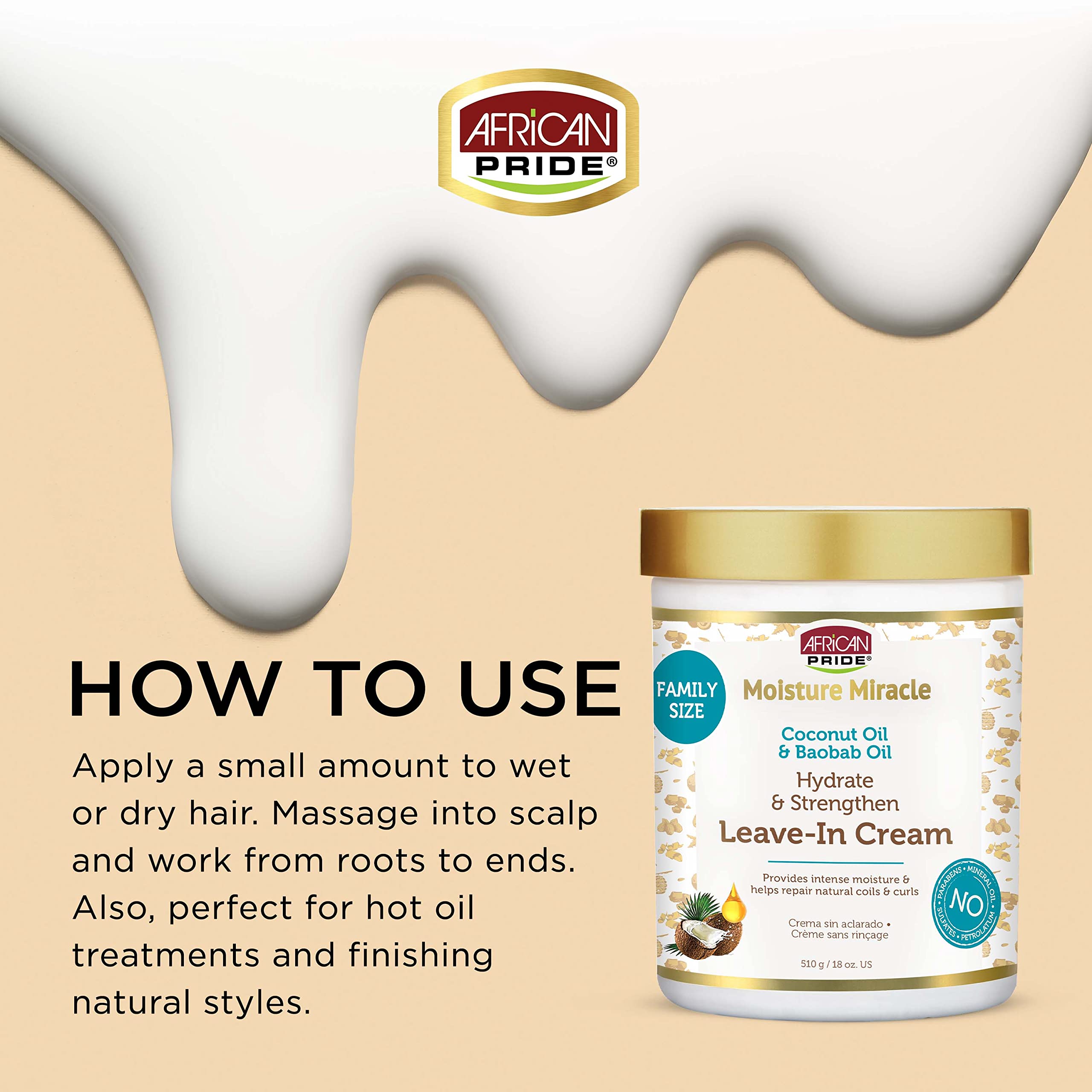 African Pride cream texture close-up highlighting hydration