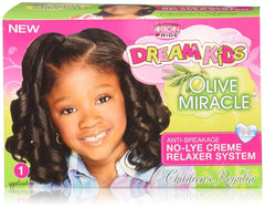 African Pride front packaging of Dream Kids relaxer showing kit and benefits