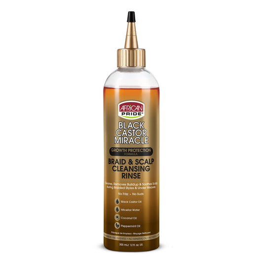 African Pride front bottle showing label and benefit of gentle cleanse