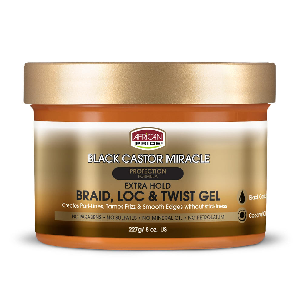African Pride front jar showing product and label, highlights long-lasting hold