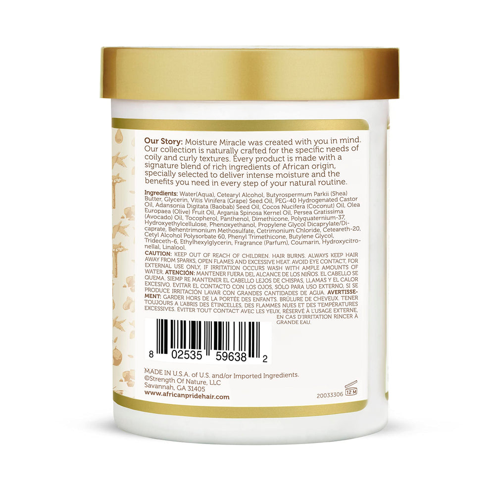 African Pride label close-up with ingredient and claim detail