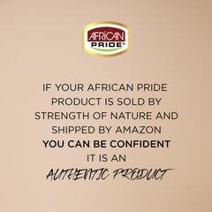 African Pride bottle staged on bathroom shelf for daily routine
