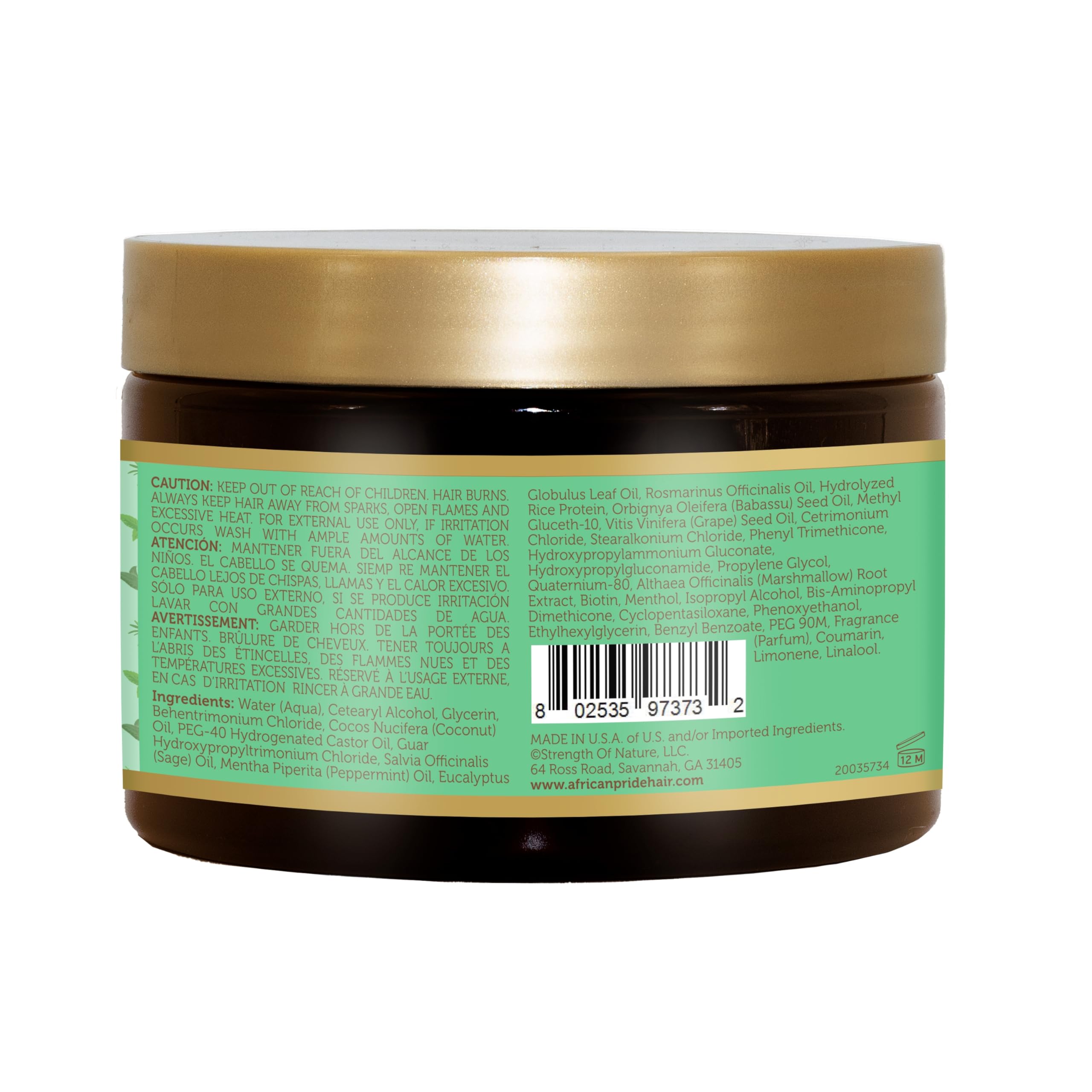 African Pride jar opened showing creamy masque texture for deep conditioning