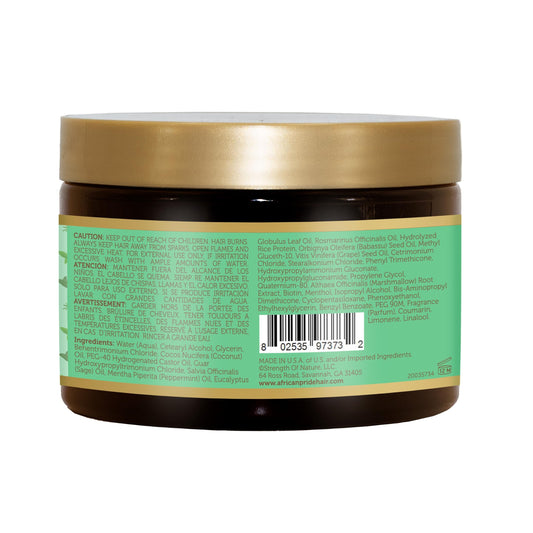 African Pride jar opened showing creamy masque texture for deep conditioning