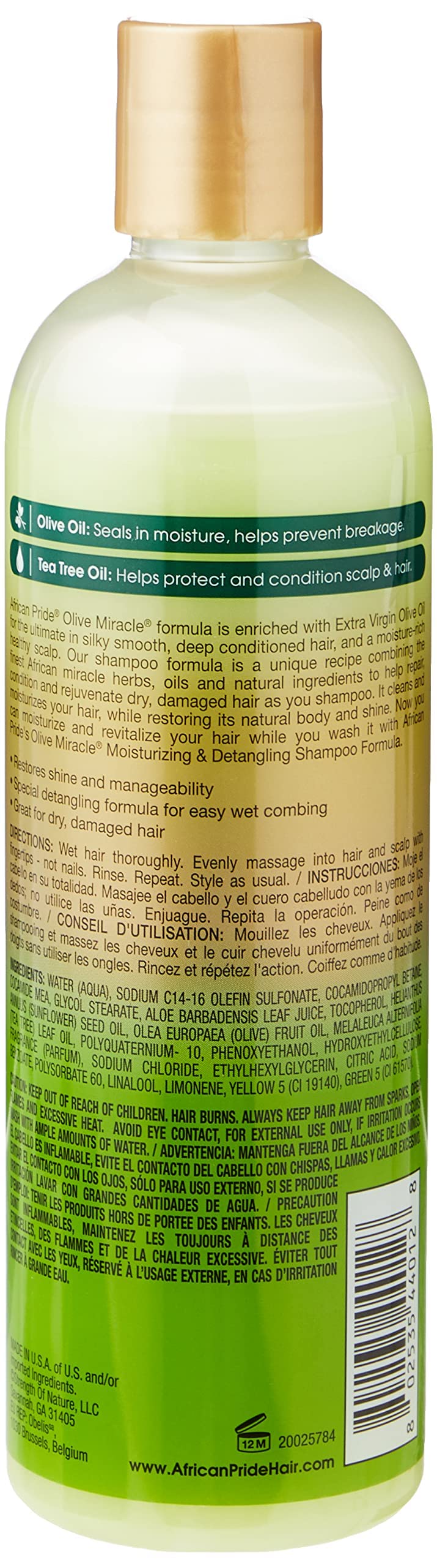 African Pride back label closeup with ingredient and usage details
