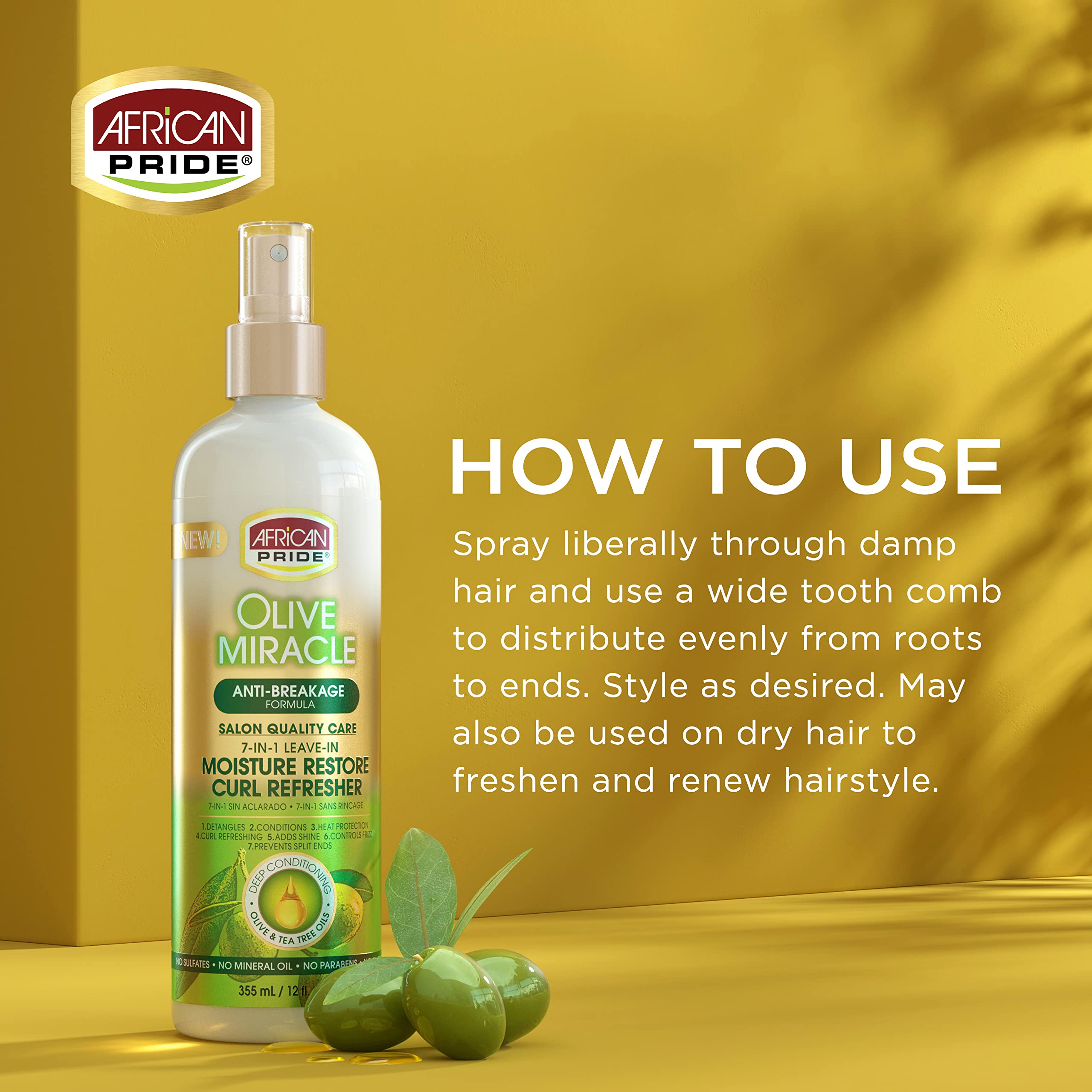 African Pride spray action mist demonstrating even application benefit