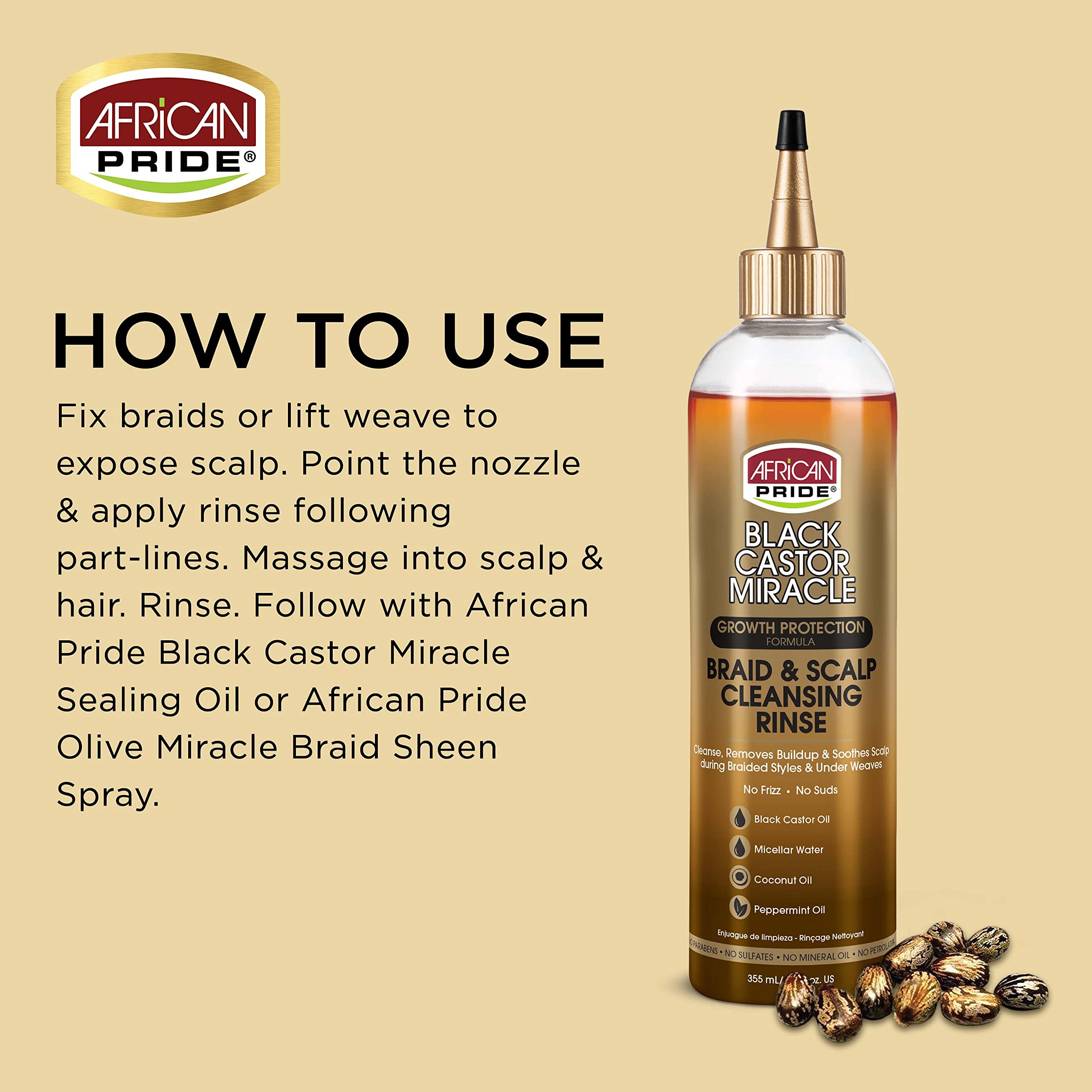 African Pride texture pour illustrating lightweight formula and conditioning