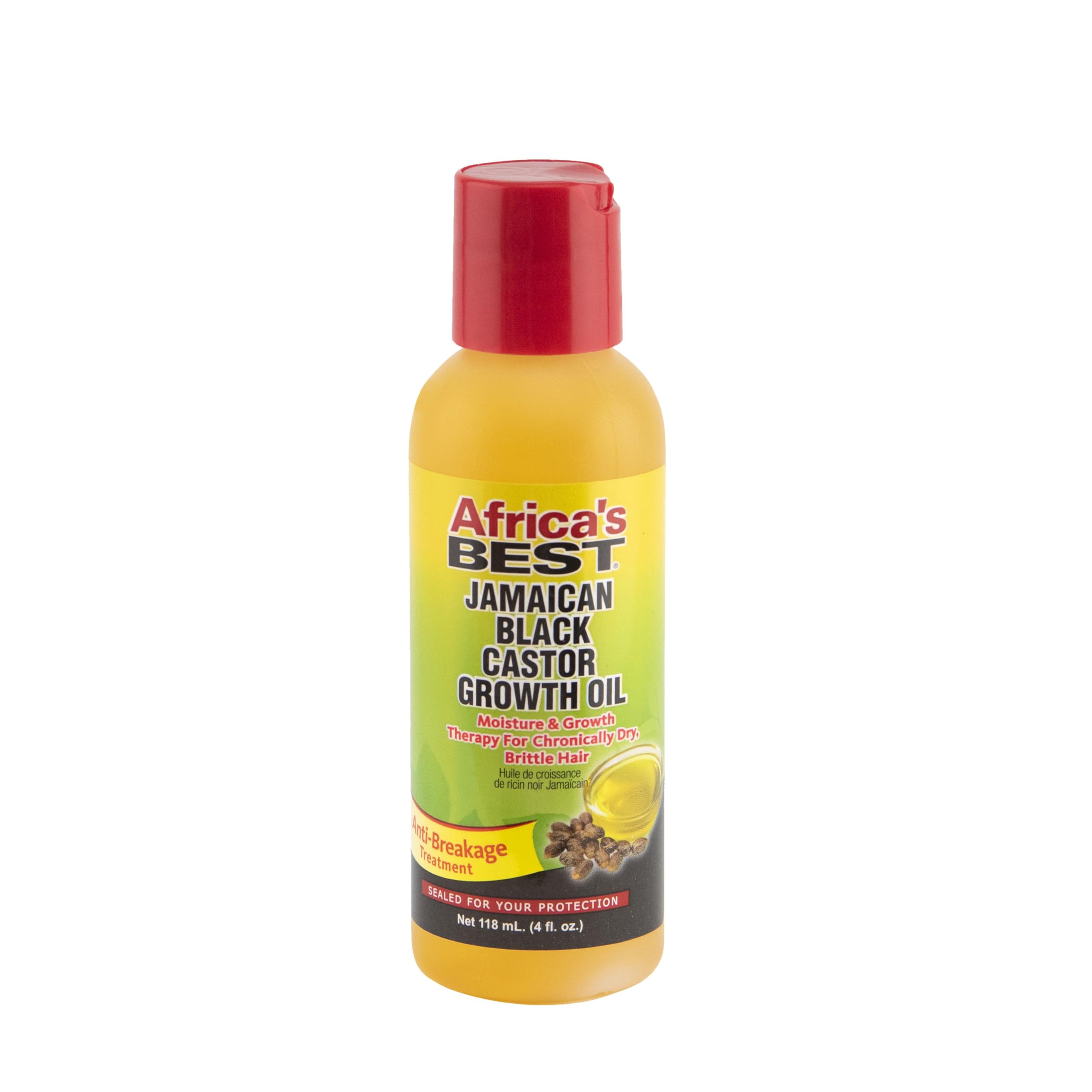 Africa's Best front bottle view showing label and 4oz size, highlights product benefits