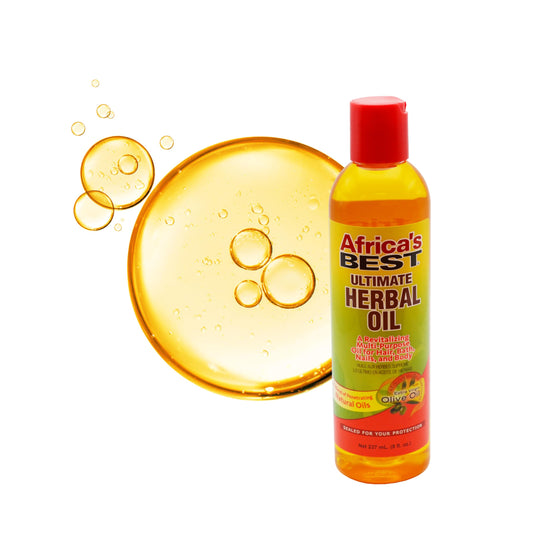Africa's Best oil pouring close-up with smooth texture, demonstrates light absorbency benefit