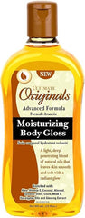 Africa's Best product texture pouring from bottle, shows lightweight fast-absorbing gloss
