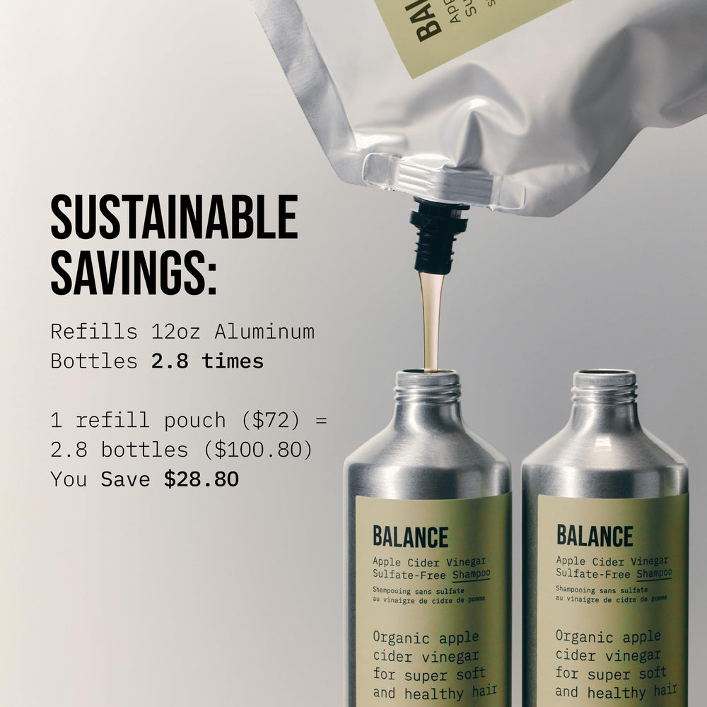 AG Care refill being poured into bottle for waste-reducing refill use