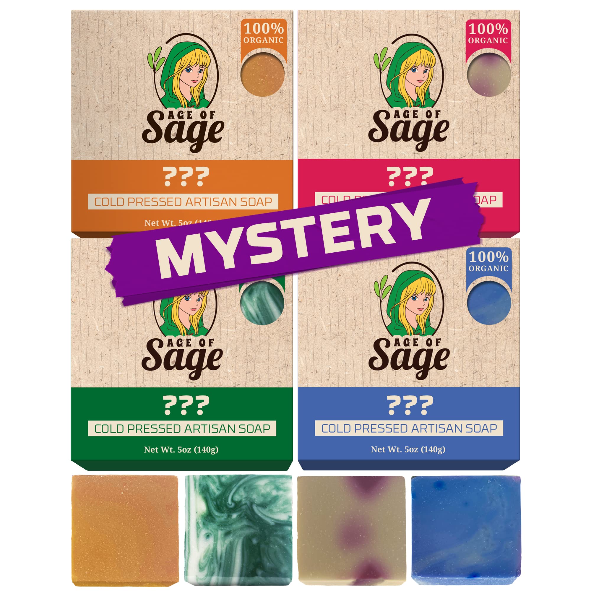 Age of Sage front box showing four wrapped bars and gifting convenience
