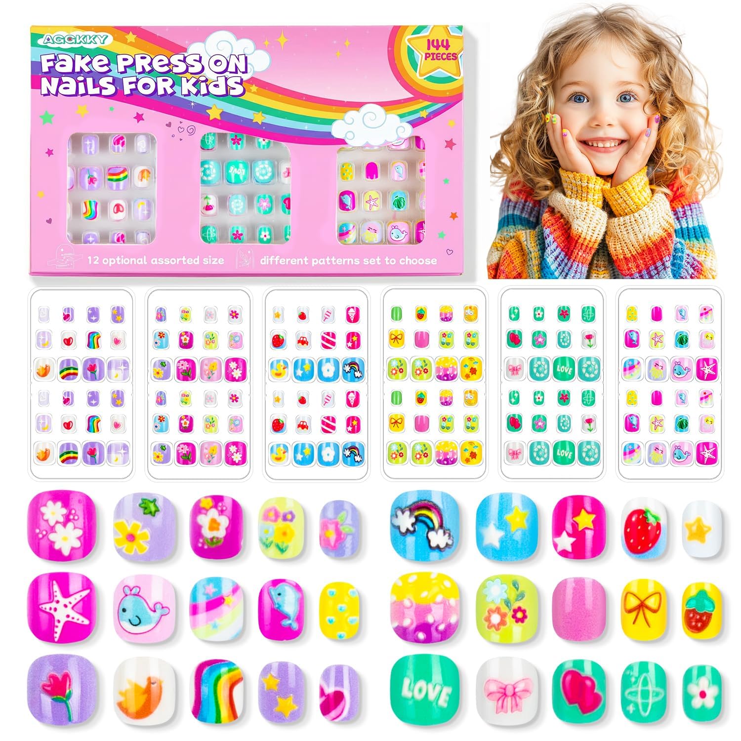 AGGKKY front packaging showing the gift-ready box and colorful nail packs for easy gifting