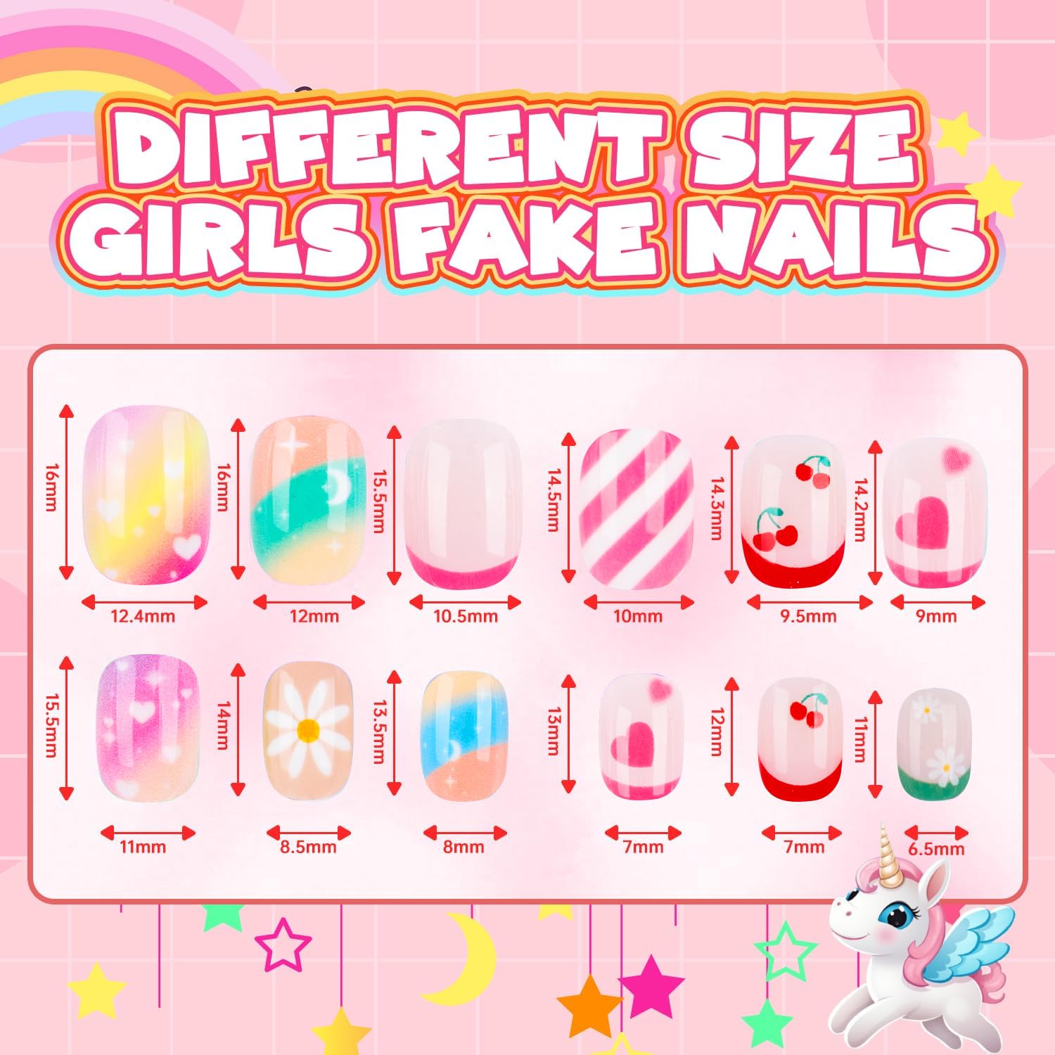 AGGKKY size layout showing varied tips and sizes for a precise fingertip fit
