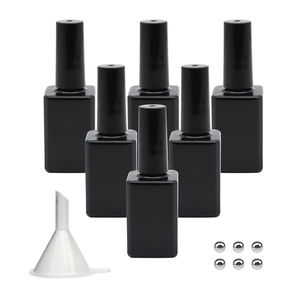 Agidea front view of six black glass bottles showing compact pack and portability benefit
