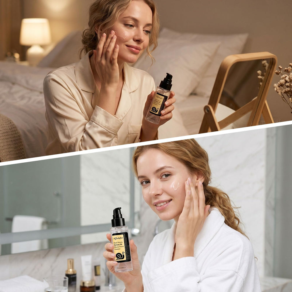 Agodafoo serum positioned in bathroom routine for layering benefit
