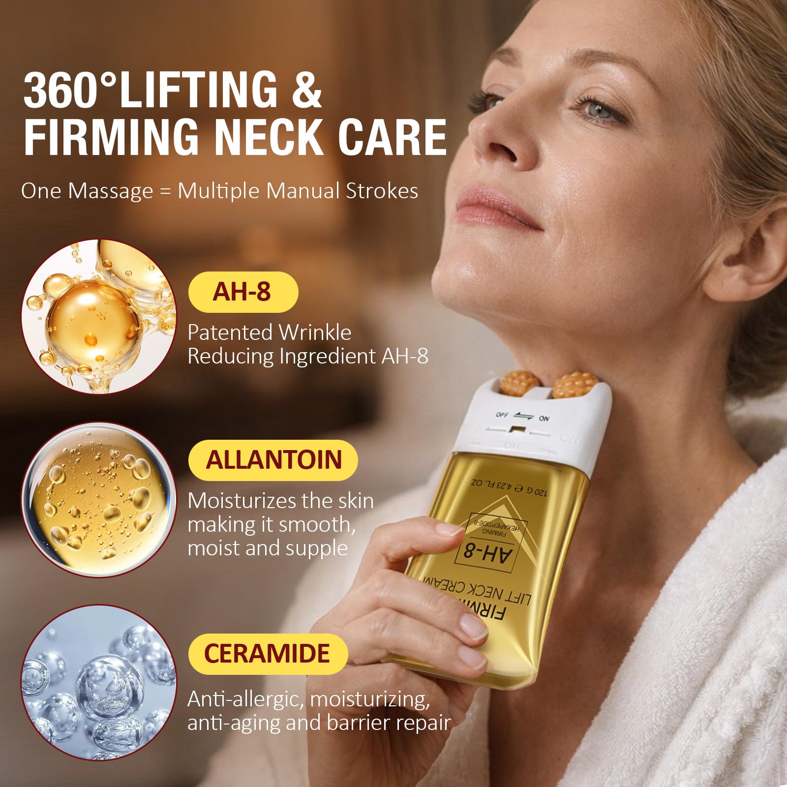 Generic AH-8 key ingredients display, highlights peptides and collagen benefits