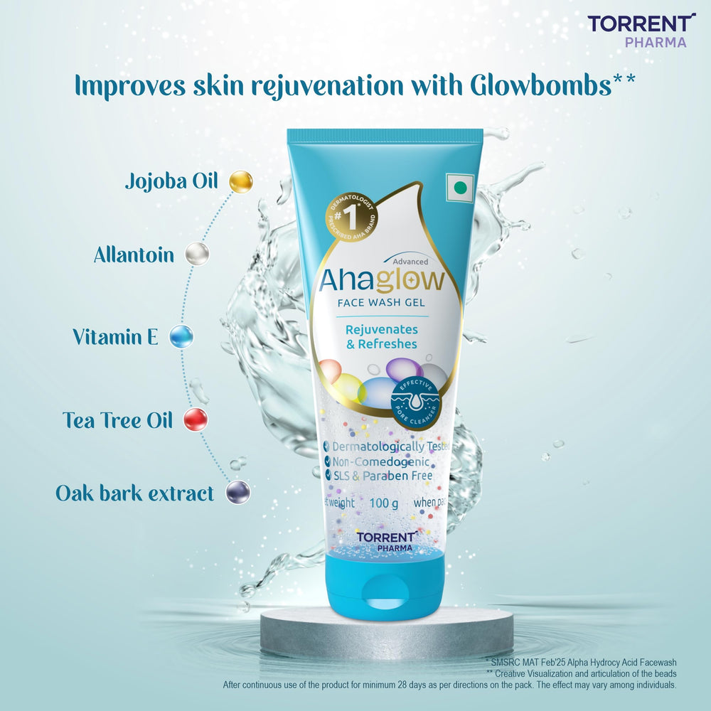 AHAGLOW label ingredient list close-up highlighting AHA formula benefits