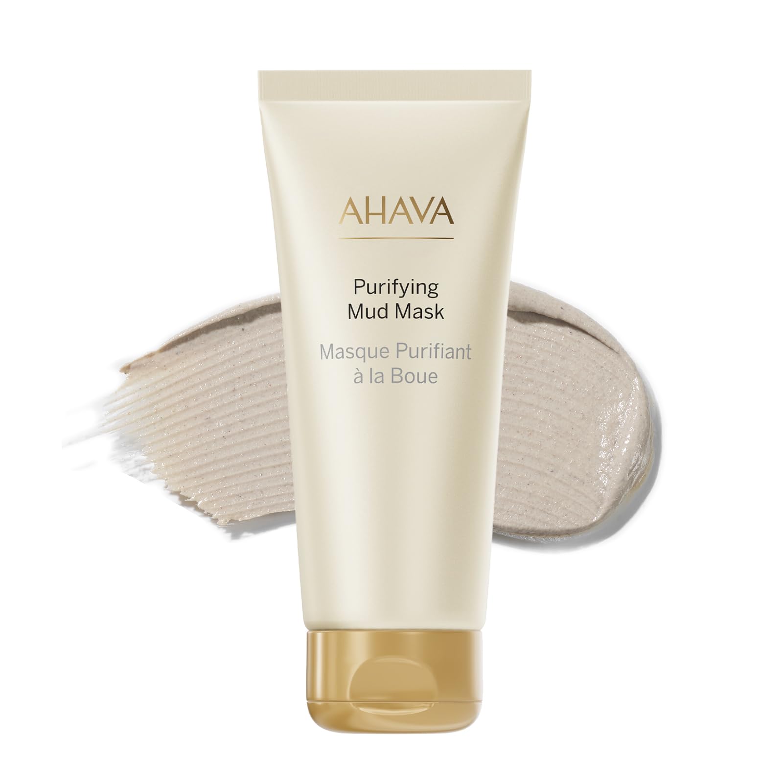 AHAVA Dead Sea mud mask front tube showing compact travel size and hydration benefit