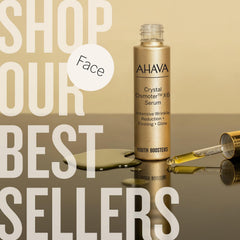 AHAVA jar on bathroom shelf in lifestyle scene, suggests daily routine integration