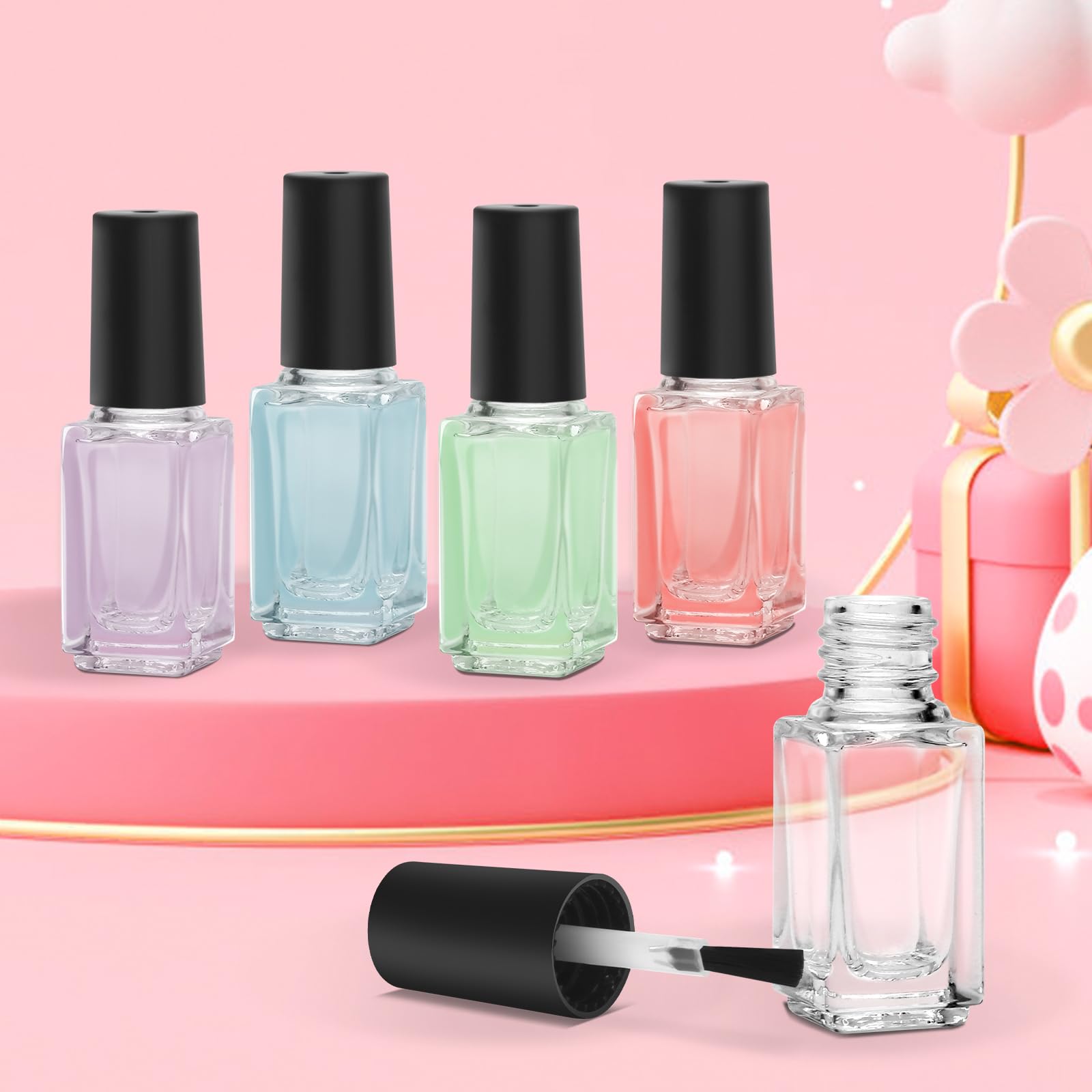 AHIER filled bottle with polish in a vanity setting illustrating ready-to-use convenience