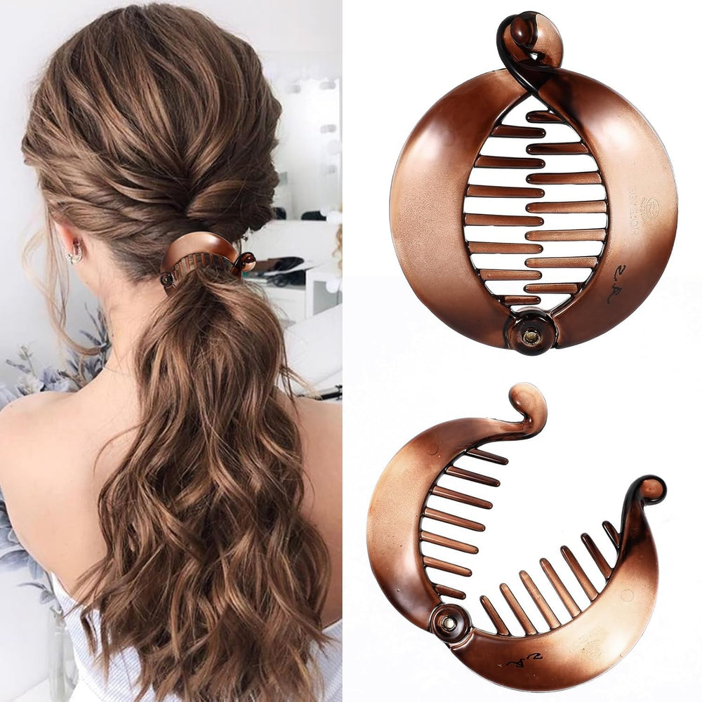 Ahltoiex clip holding a half-up hairstyle, tidy everyday styling benefit