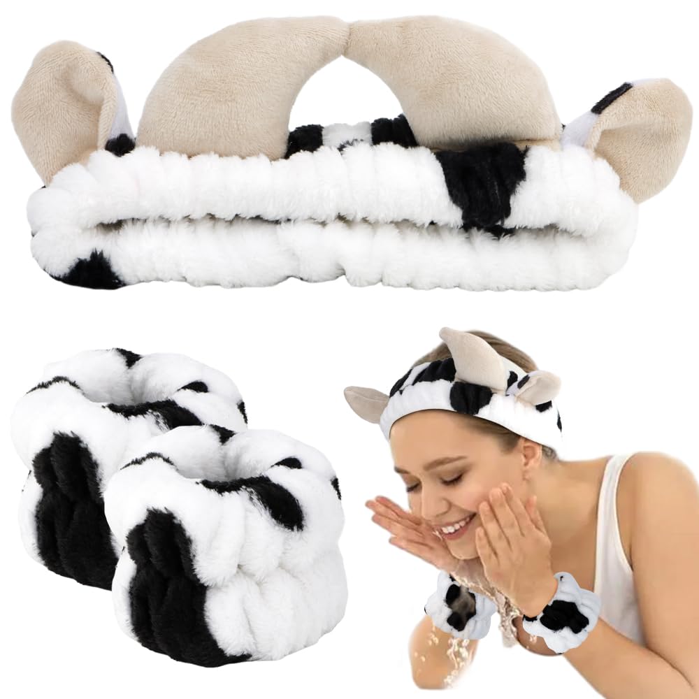 AHONEY cow print spa set styled at a party offering playful accessory flair