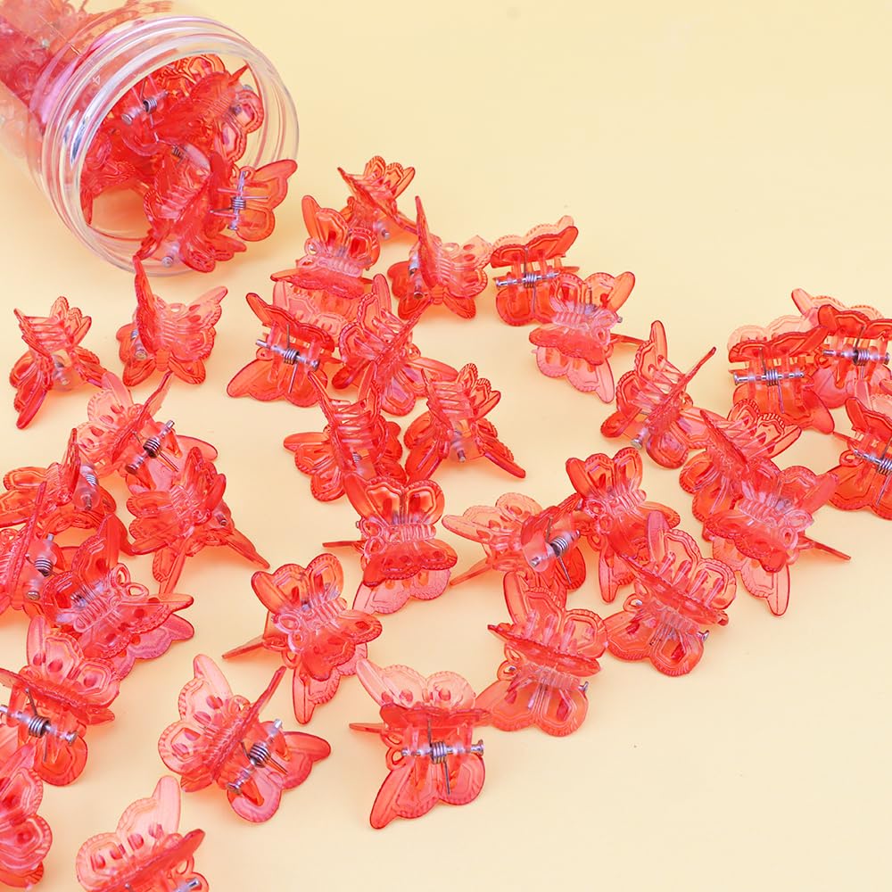 AHONEY festival look with multiple red clips scattered for playful Y2K style