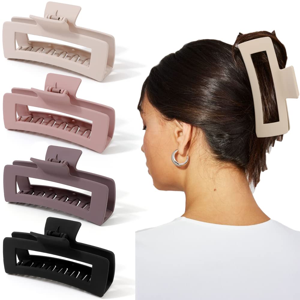 AHONEY front view of four neutral oversized clips showing color set and styling options