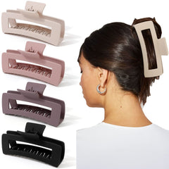 AHONEY front view of four neutral oversized clips showing color set and styling options