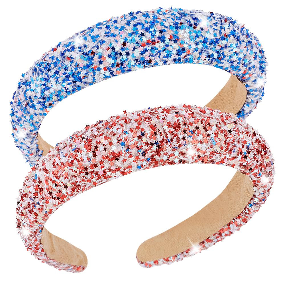 AHONEY front view showing red and blue headbands, festive styling benefit