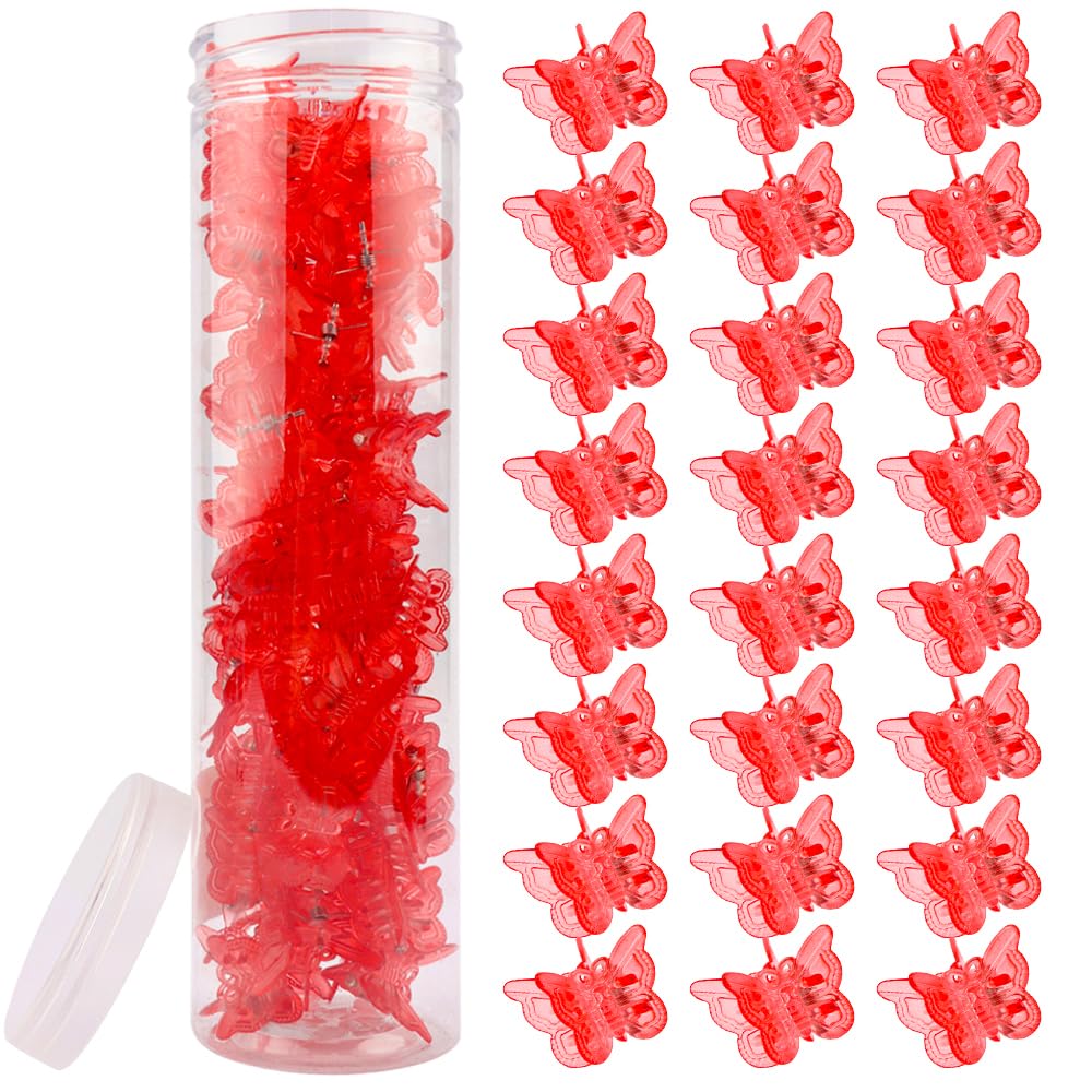 AHONEY boxed set of 60 red butterfly clips showing neat packaging and convenience