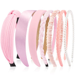 AHONEY front pack of seven pink headbands showing variety and convenience