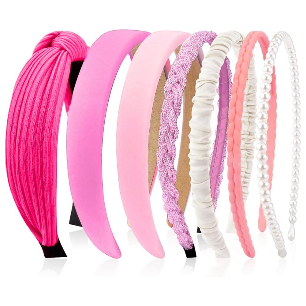 AHONEY front pack of seven hot pink headbands showing full set benefit