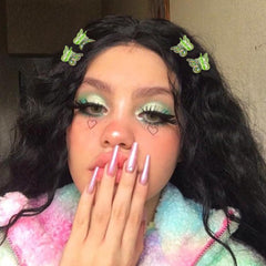 AHONEY clips worn in hair on model adding playful 90s style