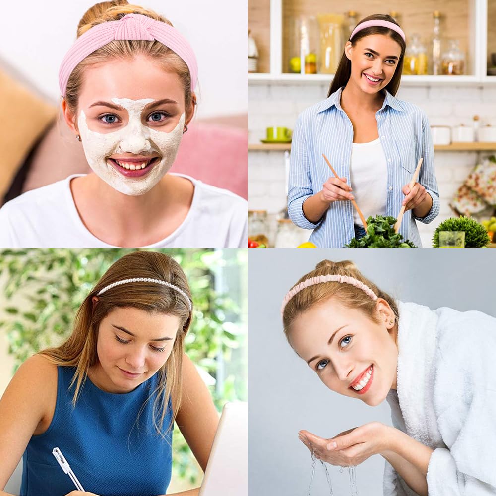 AHONEY model wearing pink headband showing wearable styling benefit