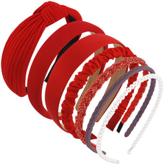 AHONEY knotted red headband close-up showing texture and comfortable fit