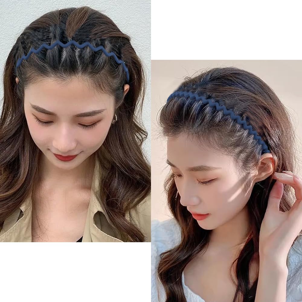 AHONEY thin headband used during makeup application showing neat hair control benefit