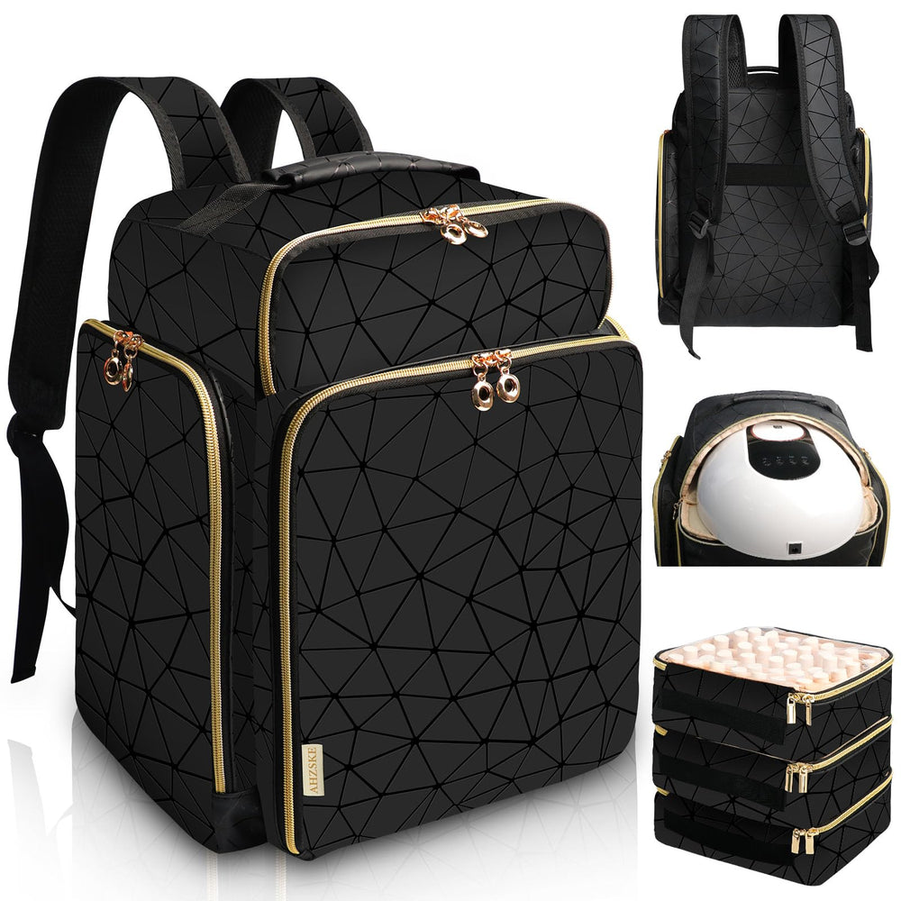 ahzske front view of elegant black backpack protecting supplies