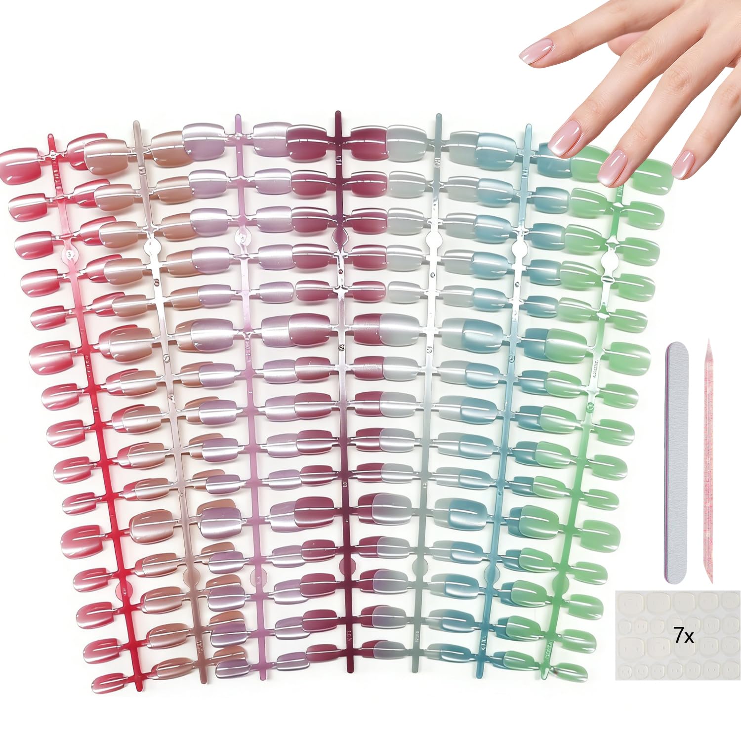AIBEE front packaging showing full 210-piece cat eye nail set and convenience