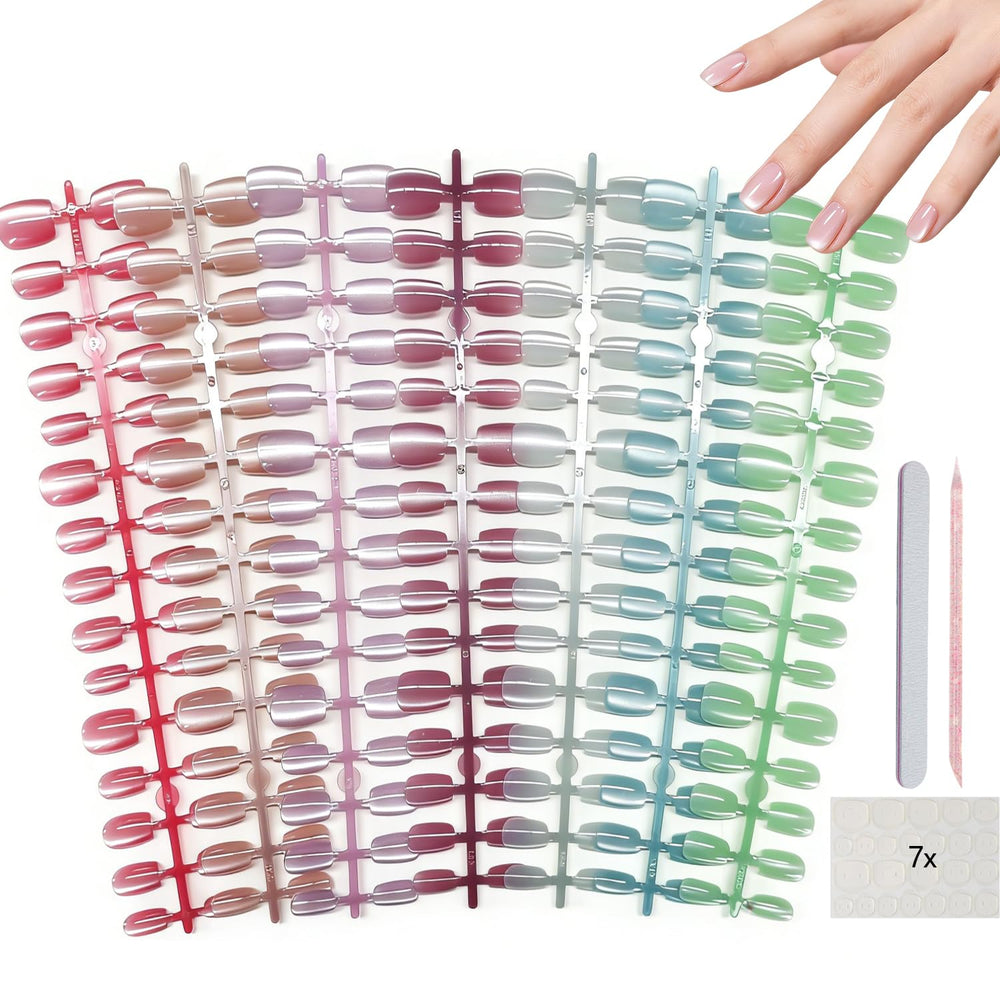 AIBEE front packaging showing full 210-piece cat eye nail set and convenience