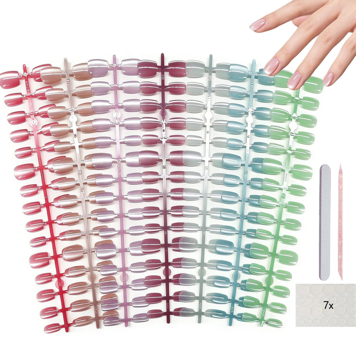 AIBEE front packaging showing full 210-piece cat eye nail set and convenience