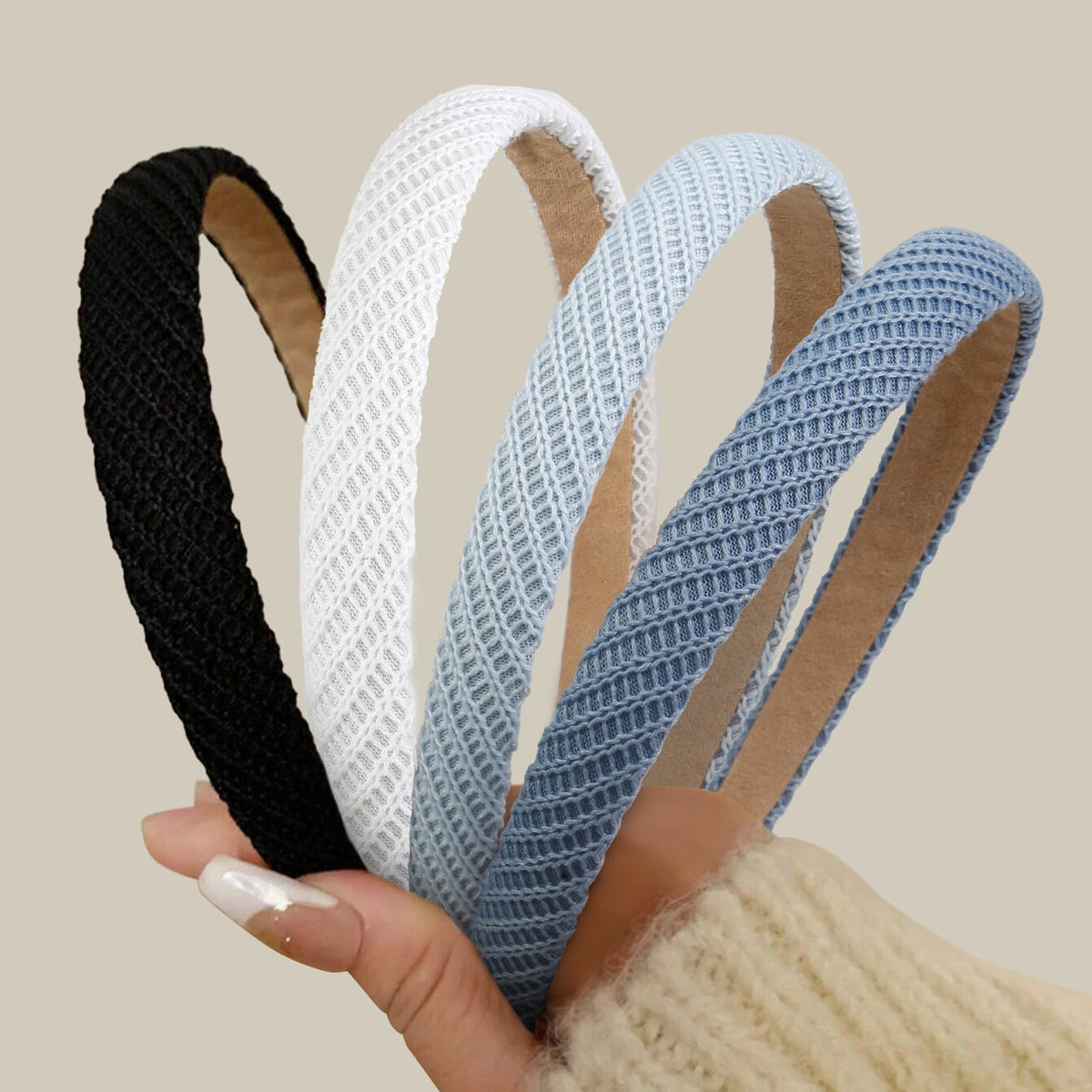 AIBFRID front view four-pack headbands showing variety and styling options